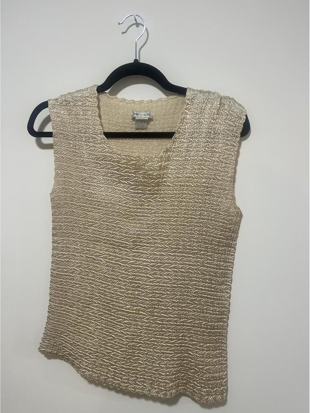 Nicola White Vintage Pliss Pleated Y2K Tank Medium